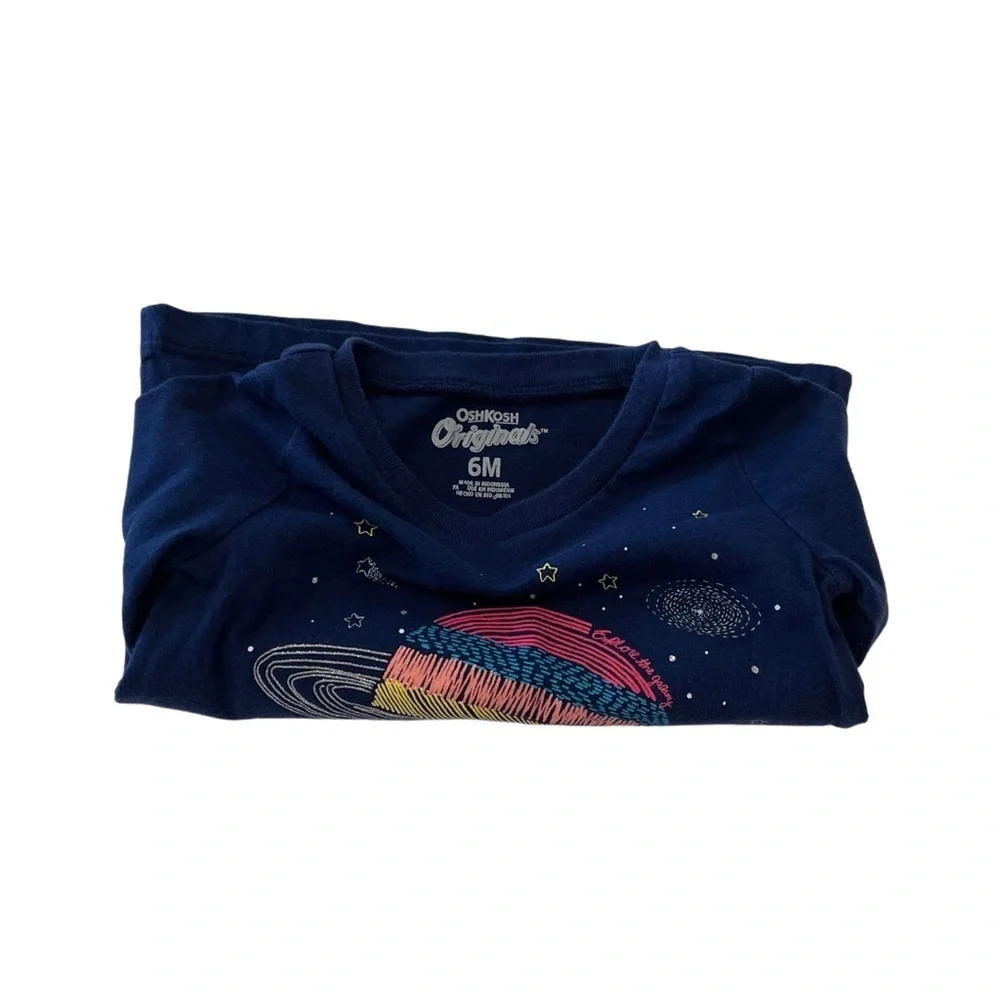 💫$4/ADD ON💫 OshKosh B'gosh Navy Cosmic Planet Long Sleeve Tee | Baby Girls 6 MTH